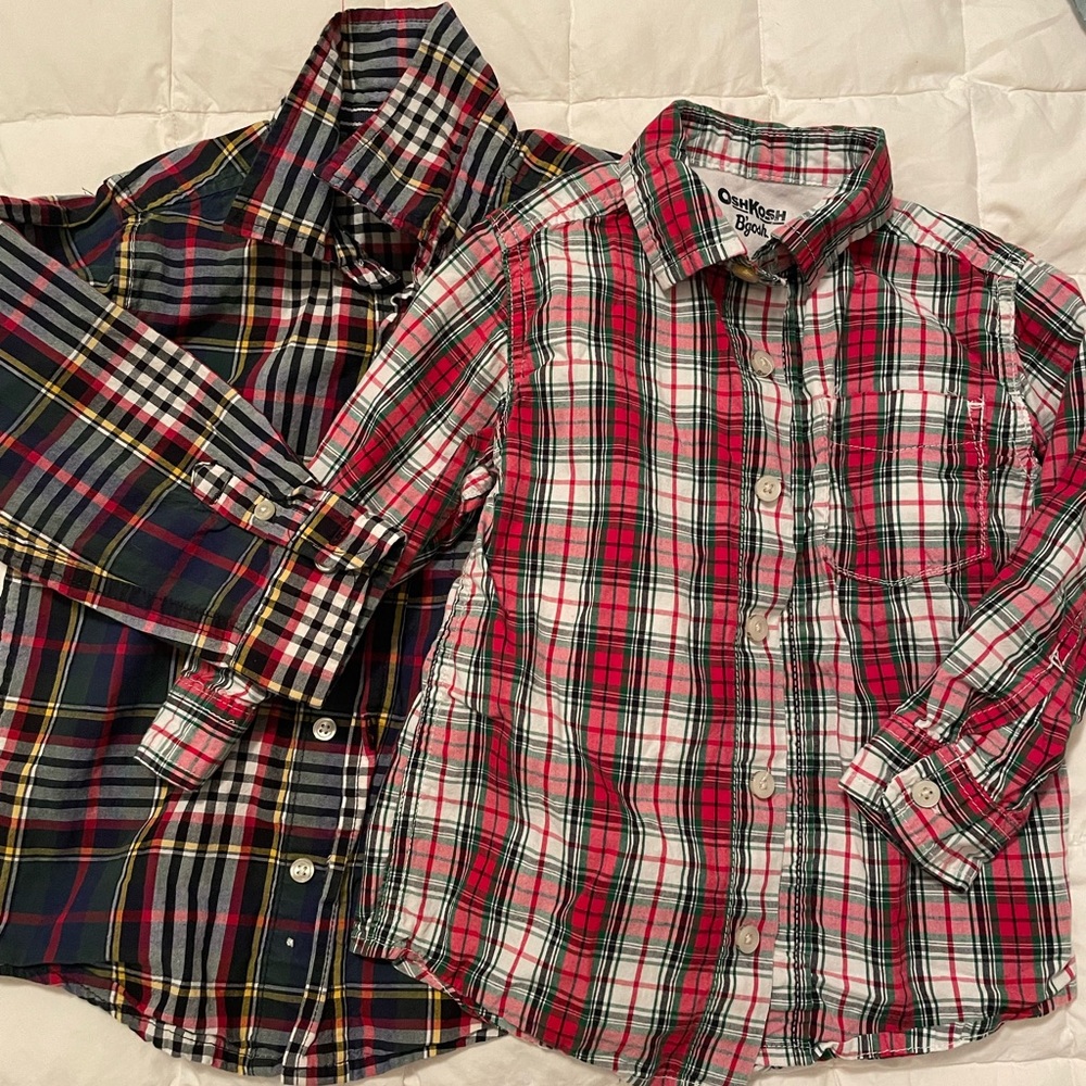 Two toddler 3T boy plaid button ups